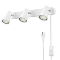 3-Light GU10 Plug-In Track Lighting Fixture with Rotatable Heads - Adjustable White Ceiling Lights for Living Room