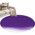 thumbnail image 2 of 3ft Round Rug, Purple Waves Non-Skid Rubber Backing Large Area Rugs - Living Room Bedroom Home Office, Ombre Abstract Art Gradient Modern Indoor Floor Mat Carpets Washable Rug, 2 of 9