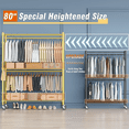 thumbnail image 6 of Legooin 47" x 18" x 81" Rolling Gold Clothes Rack with Wheels Metal Garment Rack with 2 Hanging Rods for Bedroom Balcony, Gold, 6 of 9
