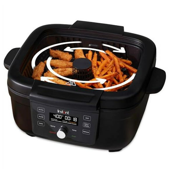 Instant Gril Intérieur 6-en-1 et Friteuse à Air Chaud avec Cuisson, Rôtissage, Réchauffage et Déshydratation, des Créateurs de Instant Pot, avec Filtre Anti-Odeurs, Fenêtre de Cuisson Transparente et Couvercle Amovible