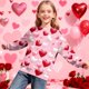 thumbnail image 5 of Sudadera sin capucha para niño, con estampado de San Valentín, de manga larga, informal, deportiva, con capucha, sudadera de manga larga sin capucha, top con inserciones en los hombros, blusa de polié, 5 of 8
