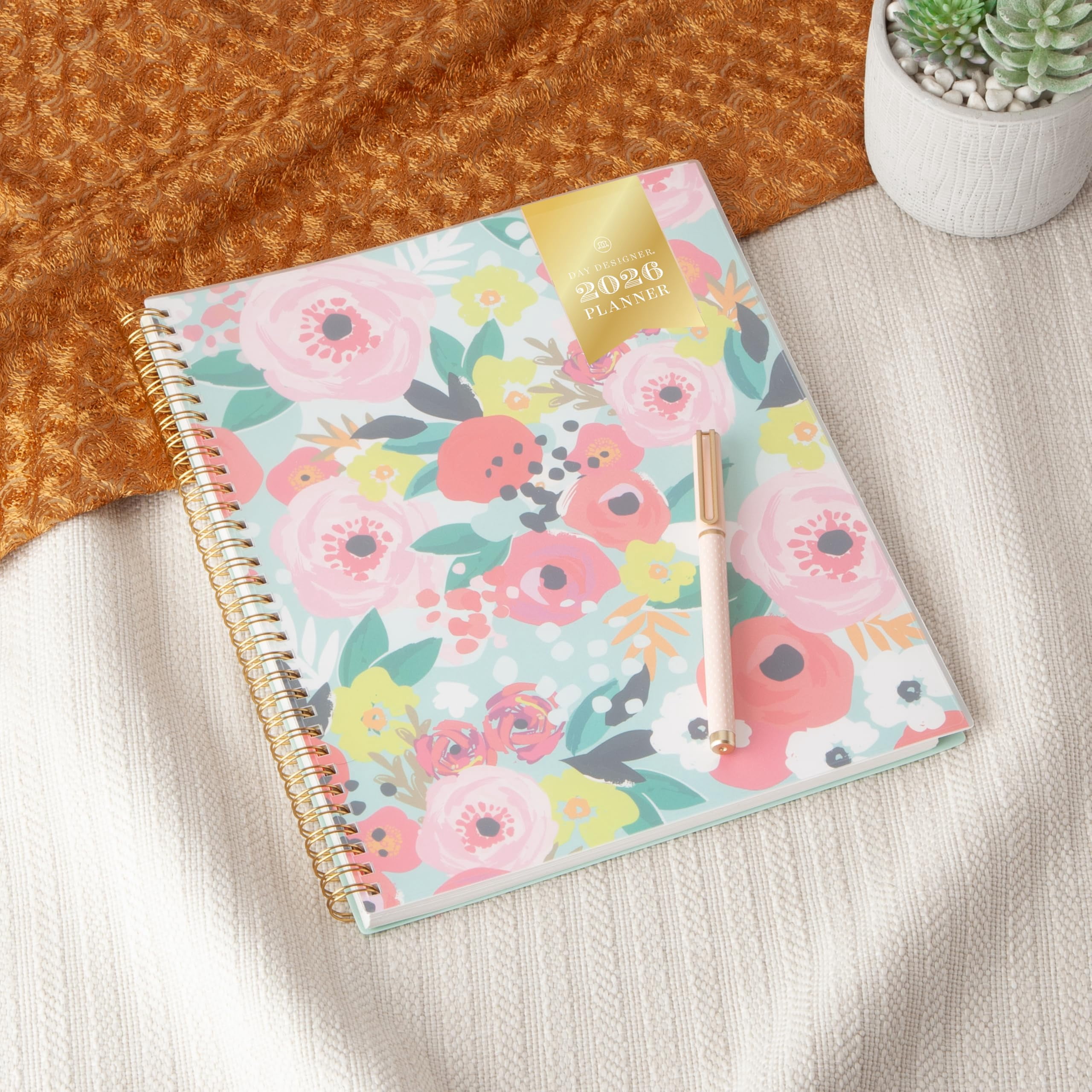 Blue Sky Day Designer 2026 Weekly and Monthly Planner Calendar, January 2026 - December 2026, 8.5" x 11", Flexible Cover, Durable Twin Wire Binding, Storage Pocket, Stickers, Secret Garden Mint