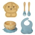 thumbnail image 5 of Tiny Dining Children's Bamboo Tableware Set Plate Bowl Spoon With Stay Put Suction Blue_(costbuy), 5 of 5