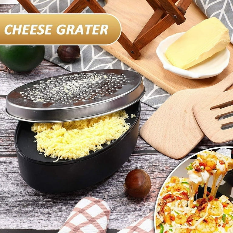 Alextreme Cheese Grater With Food Storage Container Vegetable Chopper  Shredder for Hard Soft Cheeses Kitchen Supplies Black