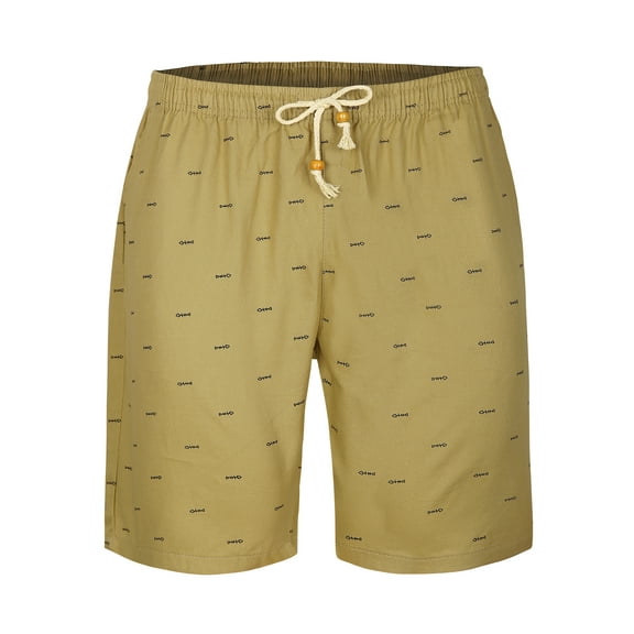 INSPIRE CHIC Men's Shorts Drawstring Waist Fish Pattern Beach Summer Board Shorts 28 Khaki
