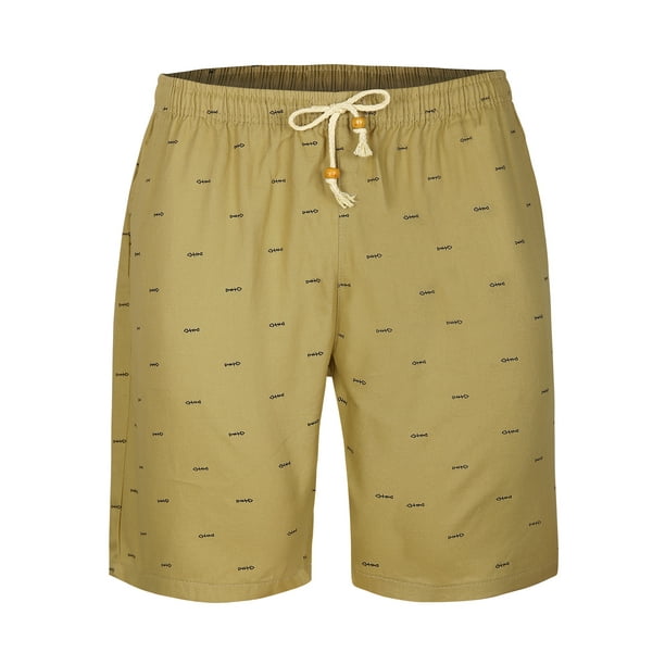 Pantalones cortos de plaestampados con bolsillos de cintuelástide baño de verano pahombre Caqui 34