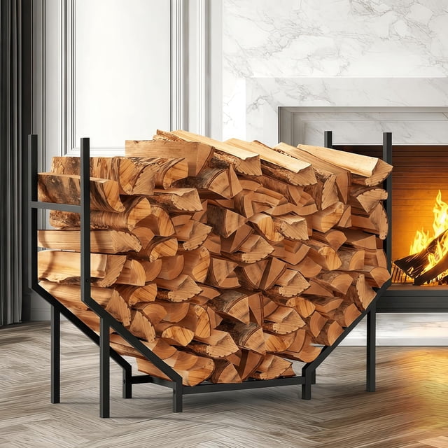 Firewood Rack Outdoor 3.2ft Heavy Duty Fire Wood Storage Racks for Indoor Upgraded Metal Log Holder for Firewood Fireplace Wood Pile Storage Stacker Organizer