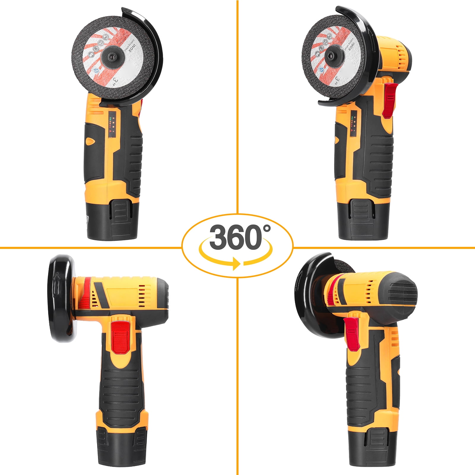 19500rpm Angle Grinder 19500rpm Electric Grinding Tool, Multifunctional Angle Grinder, Handheld Cutter with Cutting Polishing Ceramic Tile Wood Stone Steel, High Speed, Low Noise, ABS