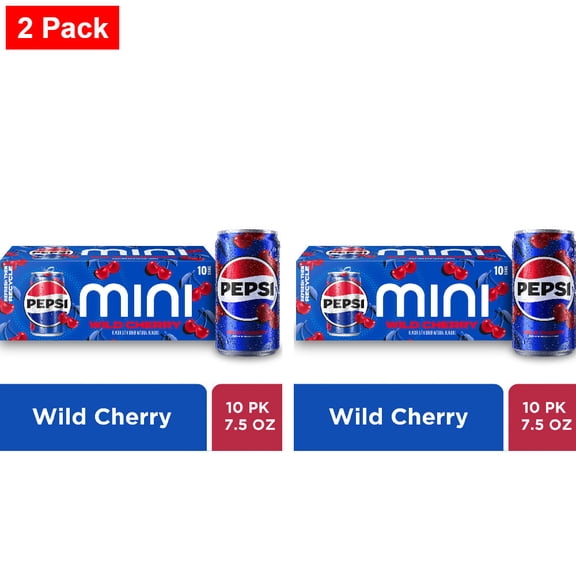 Pepsi Wild Cherry Cola Soda Pop Mini Cans 10 ct / 7.5 fl oz - 2 Pack