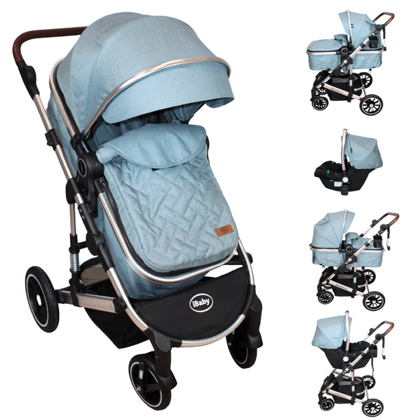 Carriola Reversible 4 en 1 iBaby Murano Portabebé Autoasiento Rosa Plegable verde