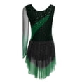 thumbnail image 4 of Doomiva Women's Long Sleeve Figure Ice Skating Dress Shiny Rhinestone Ballet Skirted Leotard Dresses Dark Green M, 4 of 5