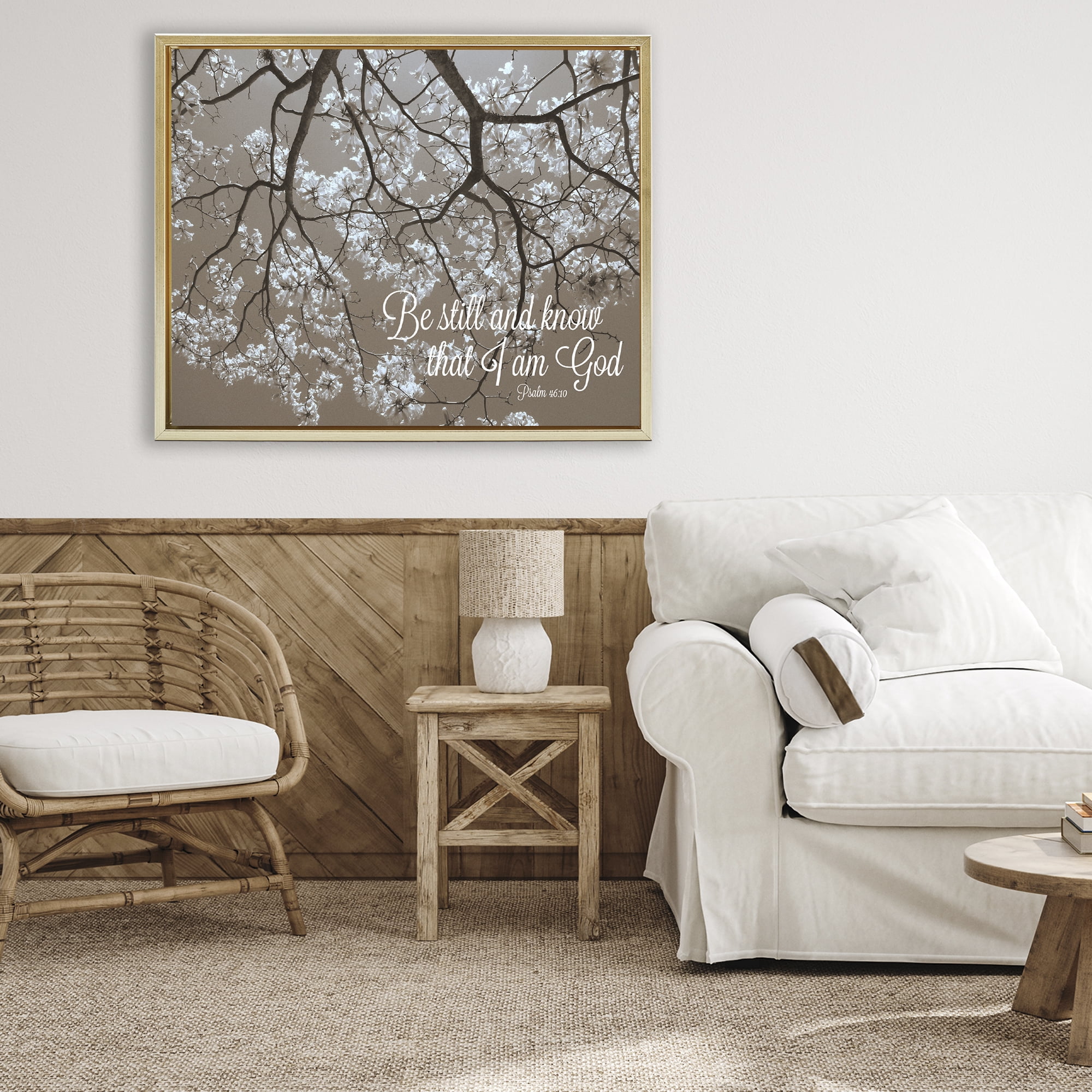 Stupell Industries Be Still Apple Blossoms Gold Framed Floater Canvas Wall Art, design by Gail Peck