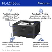 Brother Restored HL-L2460DW Wireless Compact Monochrome Laser Printer with Duplex, Mobile Printing, and Sharp Black & White Output