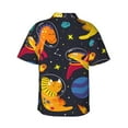 thumbnail image 3 of Kll Men'S Hawaiian Shirt Short Sleeve Button Down Beach Shirts-Dinosaurs In Space, 3 of 8