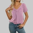 thumbnail image 6 of MIXUE Boho Tops For Women Summer Solid Color V Neck Short Sleeve Casual Tshirts Outwear,White,XXXL, 6 of 8