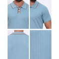 thumbnail image 7 of DARING DIVA Men's Knitted Ribbed Hem Short Sleeve Textured Golf Shirts S Light Blue, 7 of 7
