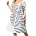 thumbnail image 1 of Vestido de manga corta con líneas geométricas, vestidos de mujer, vestidos de noche, ropa de mujer, 1 of 7