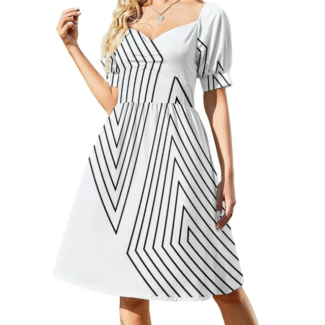 Vestido de manga corta con líneas geométricas, vestidos de mujer, vestidos de noche, ropa de mujer