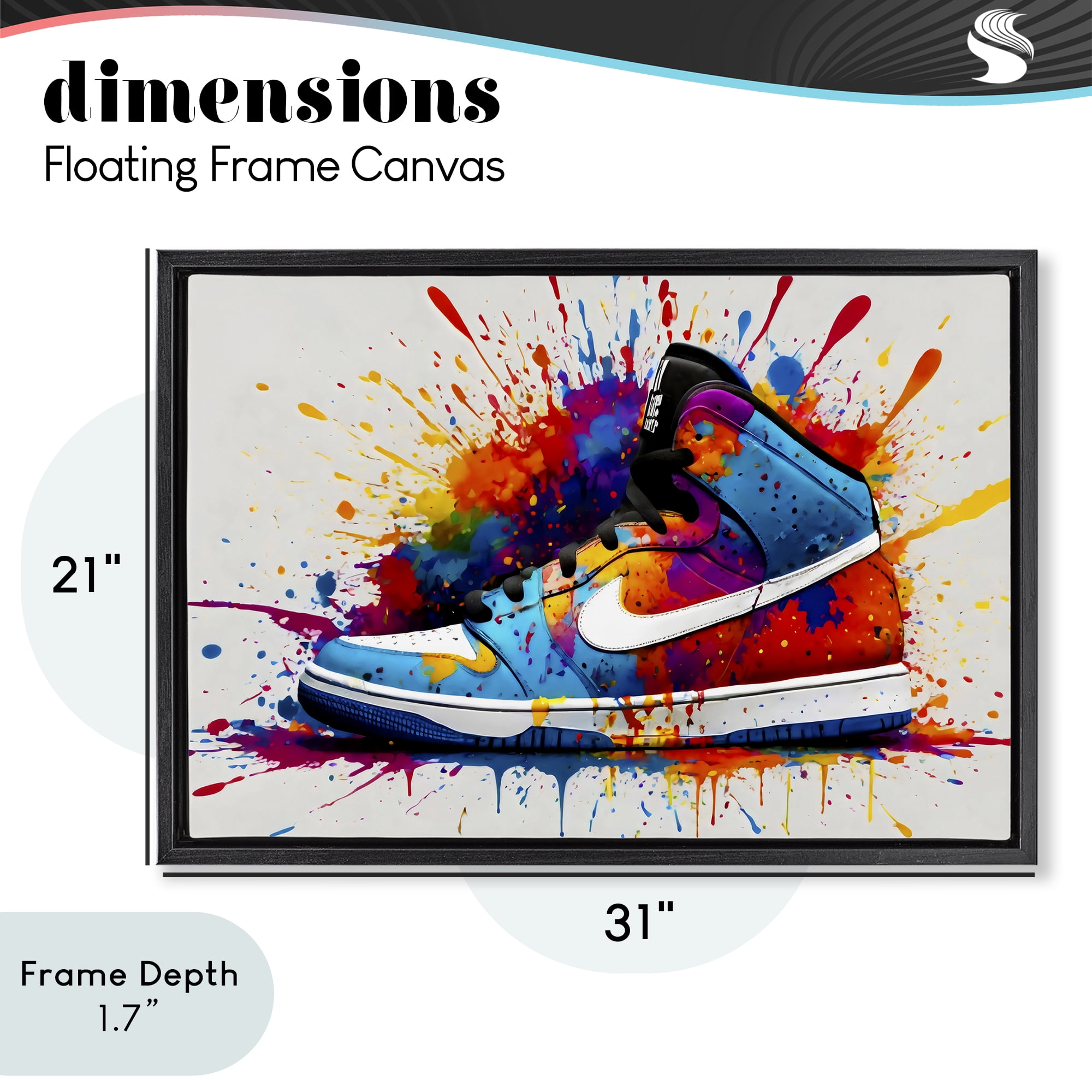 Stupell Industries Centric Sneaker Splash Black Framed Floater Canvas Wall Art, design by Creative Studio