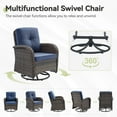 thumbnail image 3 of Planntonneo 3-Piece Outdoor Wicker Swivel Gliders with Side Table, Rattan Bistro Furniture Set, Brown Wicker and Blue Cushions, 3 of 8
