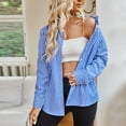 thumbnail image 6 of WFJCJPAF 2024 New Product 锛?Blouses for Women Long Sleeve Button Down,Women's Fashionable Casual Long Sleeve Striped Shirt Button Lapel Top - Blue XL, 6 of 6