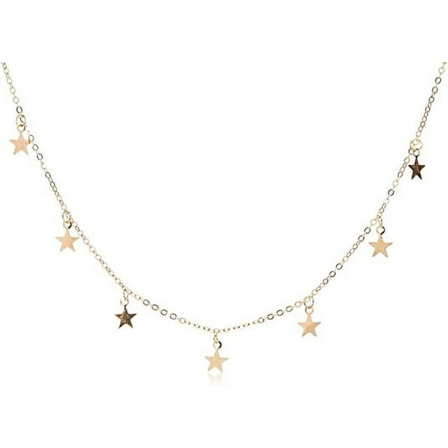 Zhuge Gargantilla con colgante de estrella de la suerte, cadena con borlas, collar llamativo para mujeres y niñas, dorado, ajustable