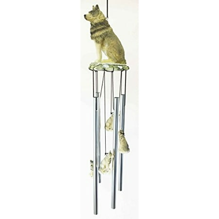 - Sitting Lone Alpha Gray Wolf Forest Predator Resonant Relaxing Wind Chime Garden Patio
