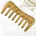 thumbnail image 3 of 1 Peine Verde de Dientes Anchos, Peine de Madera Natural para Cabello Rizado, Sin Estática para Desenredar con Peine de Masaje, 3 of 8