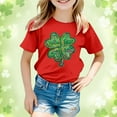 thumbnail image 2 of Shirt for Girl Lucky Shamrock Cotton Short Sleeve Kid St. Patrick's Day Summer Tops Kids Summer Clothing 12-13 Years, 2 of 4