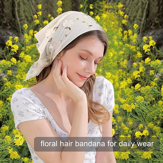 Hawaiian Tropical Flower Bandana Scarf | 21"x21" Lightweight Square, Head Wrap, Neck Scarf, Hair Accessory