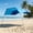 Light Blue/Deep Blue, variant on Portable beach shade tent, UPF50+ sun protection beach awning with sand bag, windproof rope with storage bag, suitable for family beach trips, outdoor picnic