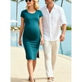 thumbnail image 5 of Women's Maternity Dress Short Sleeve Split Pregnancy Dresses Maternity Clothes, 5 of 6