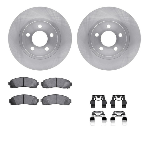 Dynamic Friction Company Front Brake Rotors with Heavy Duty Brake Pads includes Hardware 6212-99480