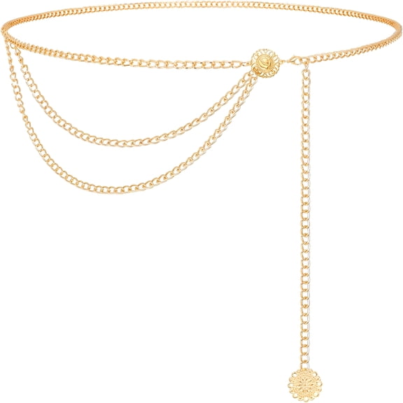 DESIGNICE 2026 New Women Multilayer Gold Silver Metal Link Body Chain Belt Ladies Waist Chain Belts for Jeans Dress for Casual Wear, Party Outfits, Evening Wear, Fashion Styling, Beach Trips.