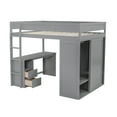 thumbnail image 5 of Full Wood Loft Bed with Wardrobes and 2-Drawer Desk with Cabinet, Loft Twin Bed with Desk for Teenagers, Multiple Functions Bed, Easy to Assemble (Gray), 5 of 9