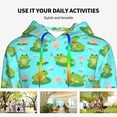 thumbnail image 4 of Picia Frogs And Aquatic Plants Pattern Casual Women's Hoodie, Hooded Sweatshirt with Kangaroo Pocket, Comfortable Pullover with Eye-catching Drawstrings-X-Large, 4 of 7