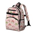 thumbnail image 2 of Mushroom and Character Pink Pattern Cute School Backpack Bag for School with Padded Back and Adjustable Shoulder Straps 15.25"x11.5"x5.25", 2 of 5