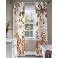 thumbnail image 4 of Gingerbread Christmas Sheer Curtains 84 Inch Length 2 Panels Set for Living Room/Bedroom, Xmas Balls Branches Beige Rustic Kitchen Curtains Grommet Semi-Sheer Curtains Window Treatments 52"x84"x2, 4 of 7