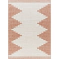 thumbnail image 3 of BoutiqueRugs Djugun Moroccan Geometric Area Rug - Outdoor Safe - Performance and High Traffic Carpet for Porch, Patio, Living Room - Peach, Pink, Blush Rose, Cream - 6'7" Round, 3 of 10