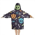 thumbnail image 2 of Halloween Colorful Spooky Elements Blanket Hoodies for Kids 6-13YR Oversize Wearable Blanket Hoodies for Boys Girls Teens, 2 of 7