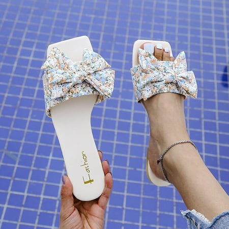 

HIBRO Summer Sandals Fashion Bow Flat Bottom Women s Slippers