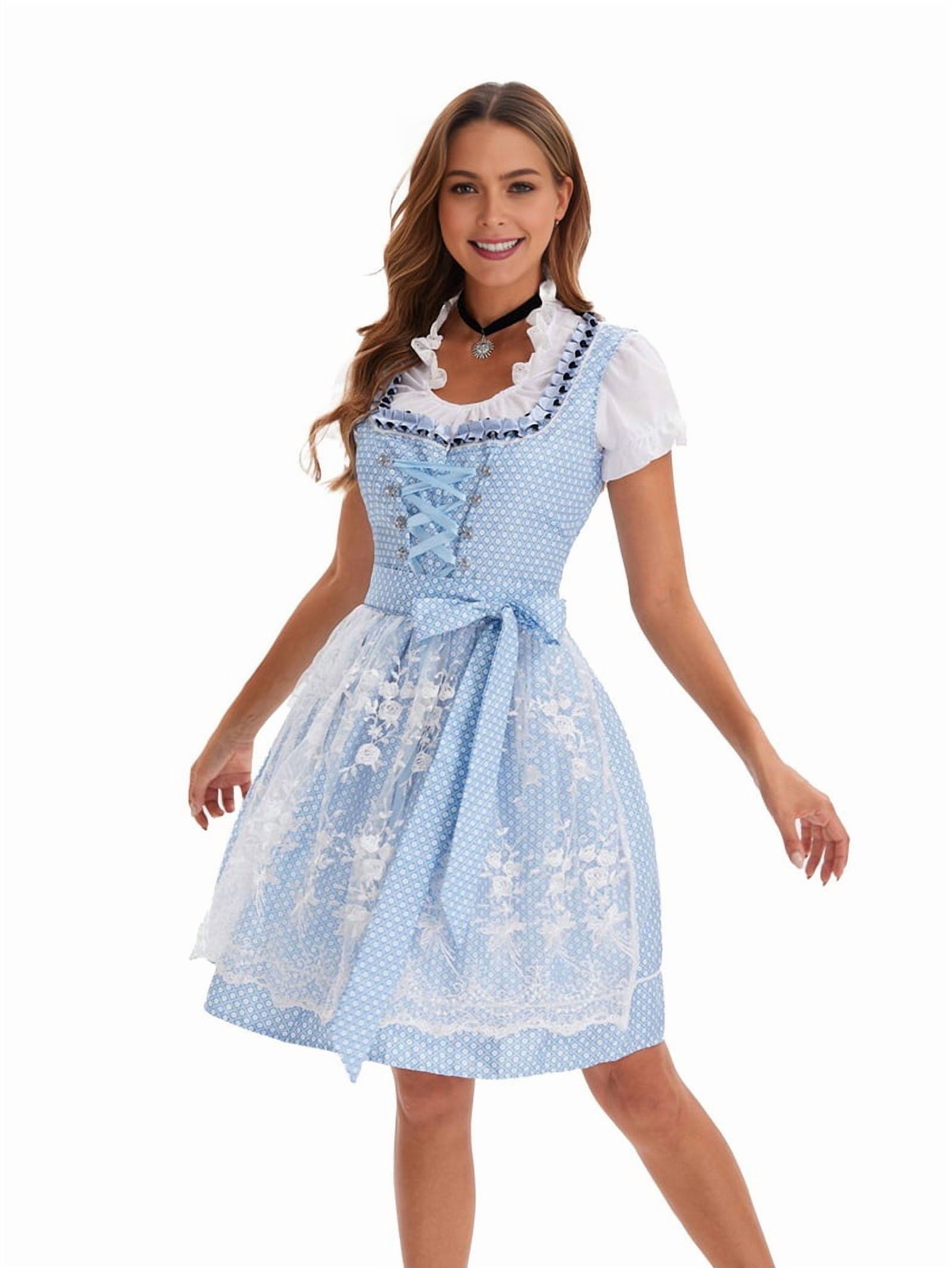 blue dirndl dress German Style Sky Blue Dirndl Dress for Women XXXL main image 1