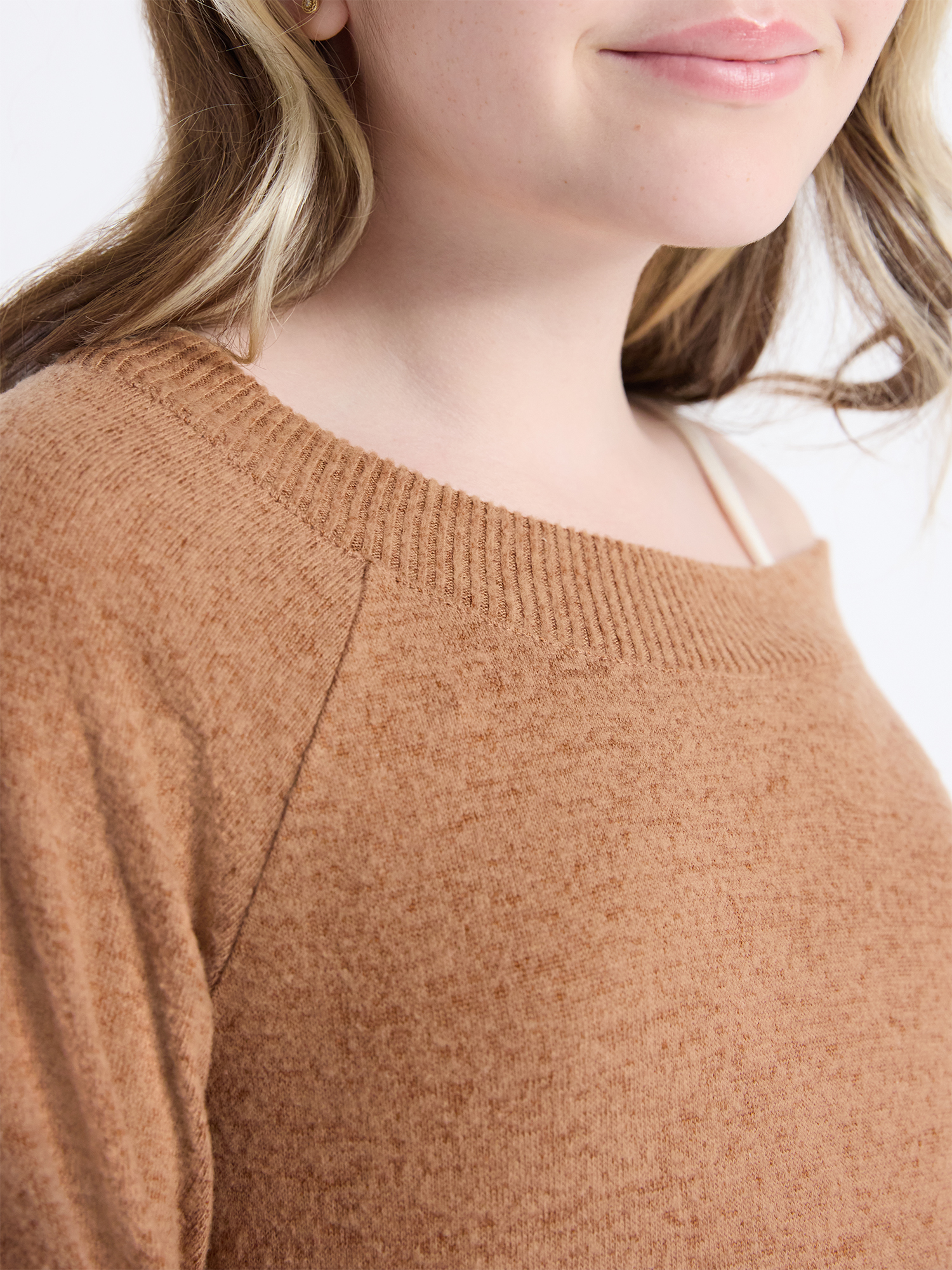 Weekend Academy Girls Hacci Knit Top with Long Sleeves, Size 4-18