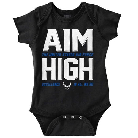 

US Air Force Aim High USAF Logo Romper Boys or Girls Infant Baby Brisco Brands 24M
