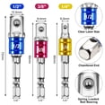 thumbnail image 4 of Yeacher 9 Pieces Drill Bit Sockets Adapter Extension Set Including 6 Pieces Hex Shank Socket Adapter Set 3 Pieces 360 Degree Rotatable Hex Shank Drill Adapters for Household Workplace, 4 of 7