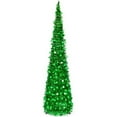 thumbnail image 1 of Artificial Tinsel Christmas Tree Slim Cone Shaped Decorative Tree with Metallic Foil Discs for Indoor Holiday Display, 1 of 4