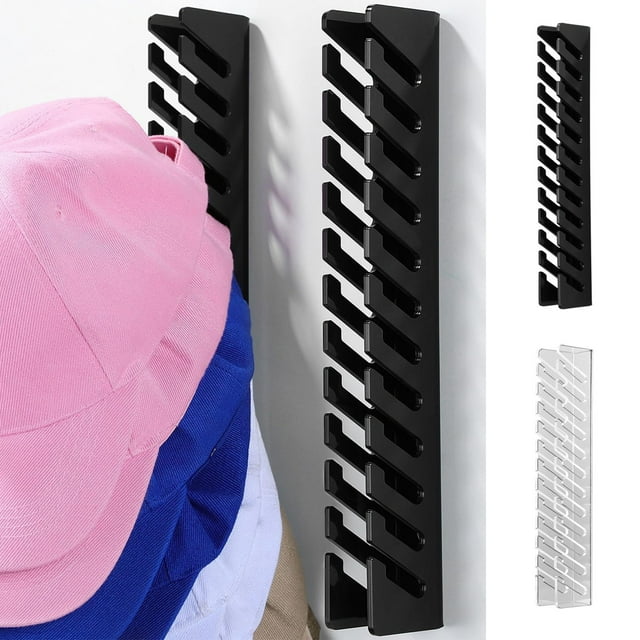 Ganchos Acrílicos para Gorras | Organizador de Gorras de Béisbol Sin Taladros con Adhesivo Resistente | Estante de Pared Transparente para Almacenamiento Vertical Que Ahorra Espacio | 30 Cm