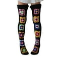 thumbnail image 3 of Wuxian Wool Socks Vintage Boho Leg Warmers Bohemian Pattern Stocking Thighs Over The Knee Thick Leggings Fashion Soft Stretch Boots Ocks Fuzzy Socks,Black,One Size, 3 of 6