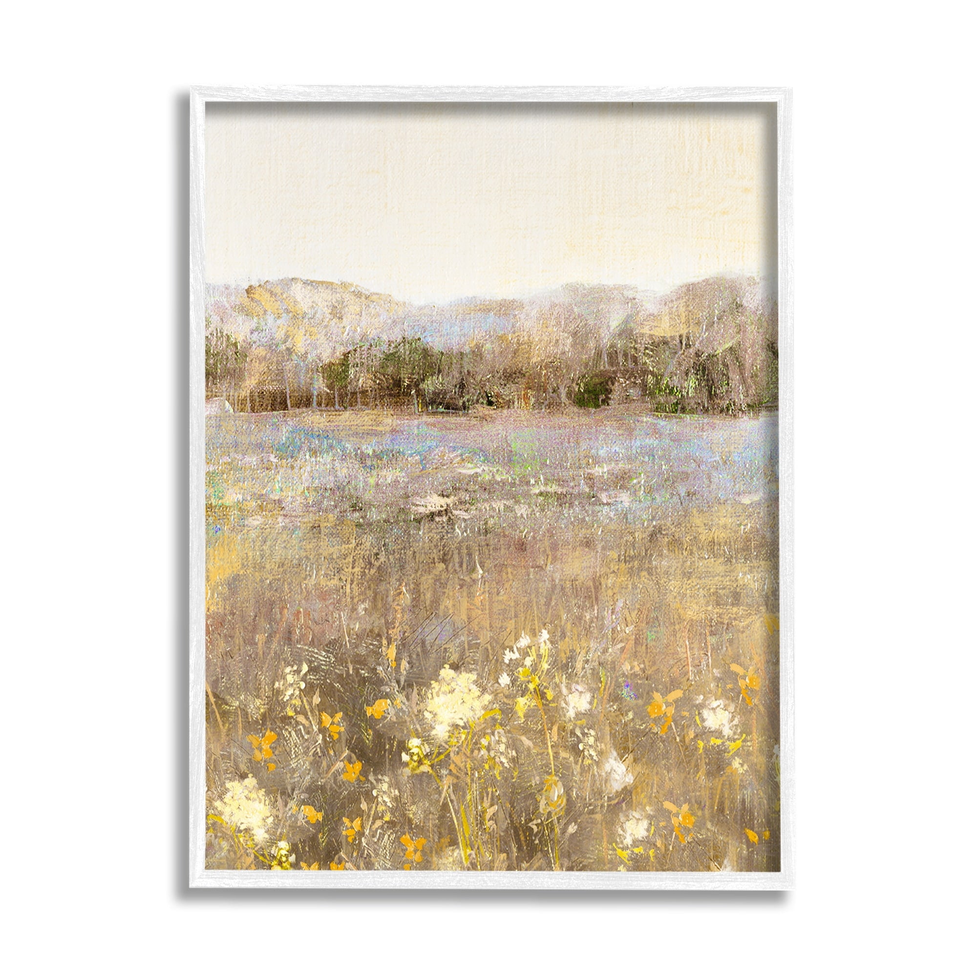 Stupell Industries Yellow Wildflower Blooms Landscape Landscape Painting White Framed Art Print Wall Art