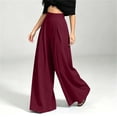 thumbnail image 4 of BRELIL Women Plus Size Wide Leg High Waisted Flowy Trousers with Pockets Casual Loose Long Palazzo Pants Baggy Dressy Fall Winter Outfits, Wine 3XL, 4 of 6